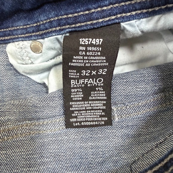 Buffalo David Bitton Jackson Straight Stretch Dark Wash Mens Jeans 32x32 - Picture 4 of 5